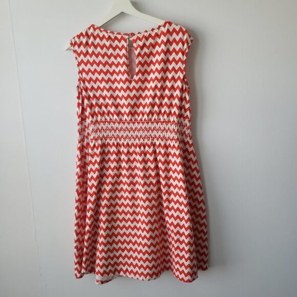 Kate Spade Leora Orange & White Chevron sleeveless  Dress size S - Picture 2 of 8